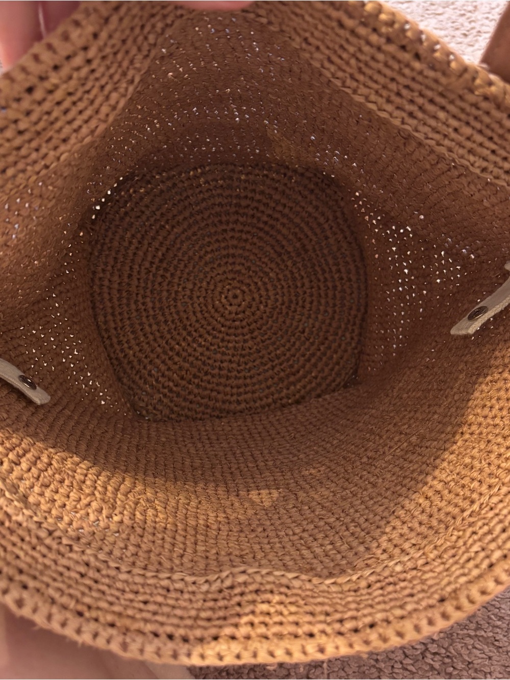 Helen Kaminski Woven Raffia Bucket Tote Bag with Leather Handles - Tan - Picture 9 of 9